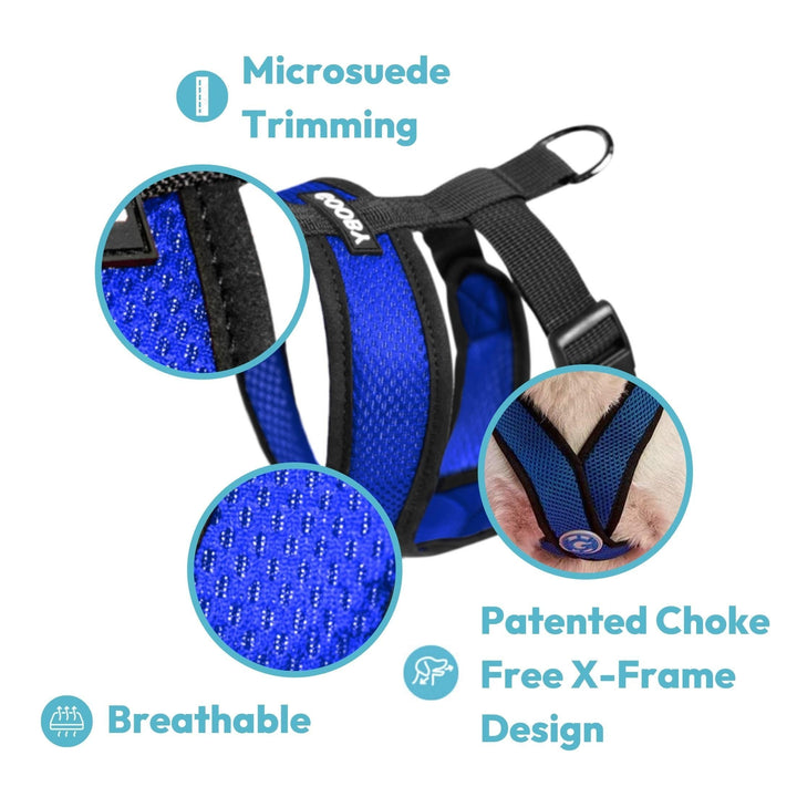 Gooby Comfort X Head In Harness - Blue, Medium - No Pull Small Dog Harness, Patented Choke-Free X Frame - Perfect on the Go Dog Harness for Medium Dogs No Pull or Small Dogs for Indoor and Outdoor Use Medium Chest (14.25-18.75")