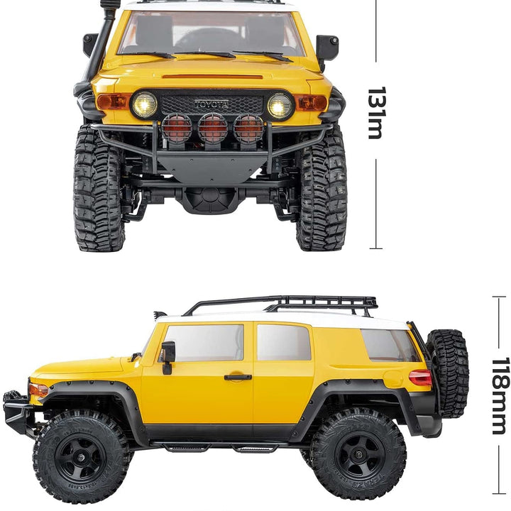 WOWRC FMS 1:18 TOYOTA FJ CRUISER Official RTR Remote Control Car RTR Vehicle Models with Intelligent Lighting 3-Ch 2.4GHz Transmitter for Adults Kids (FJ Cruiser)