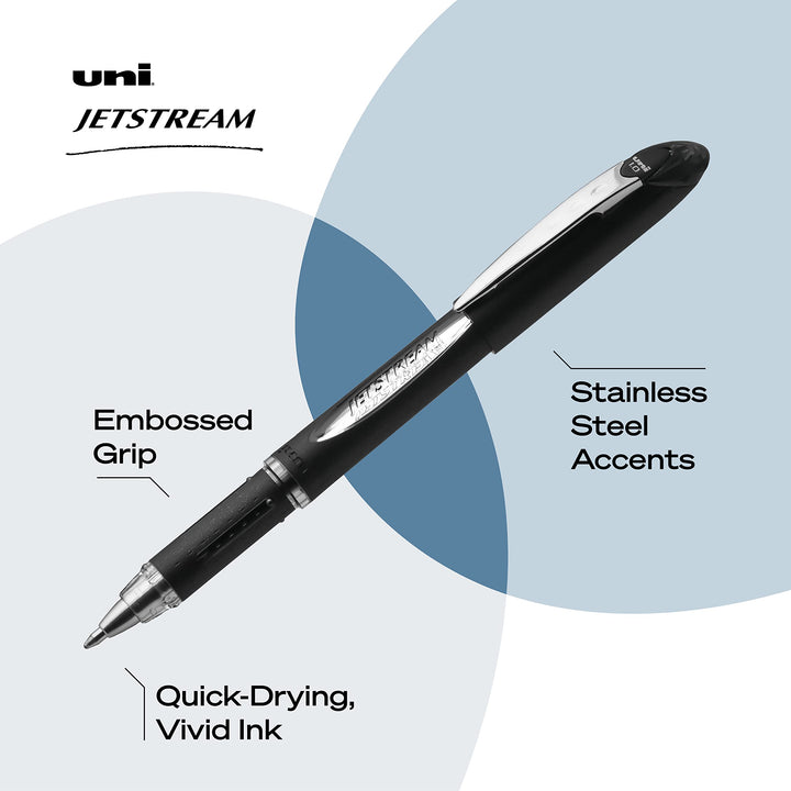 Uniball Jetstream Stick Pen 4 Pack, 1.0mm Medium Black Pens, Wirecutter Best Pen, Ballpoint Pens, Ballpoint Ink Pens | Office Supplies, Ballpoint Pen, Colored Pens, Fine Point, Smooth Writing Pens