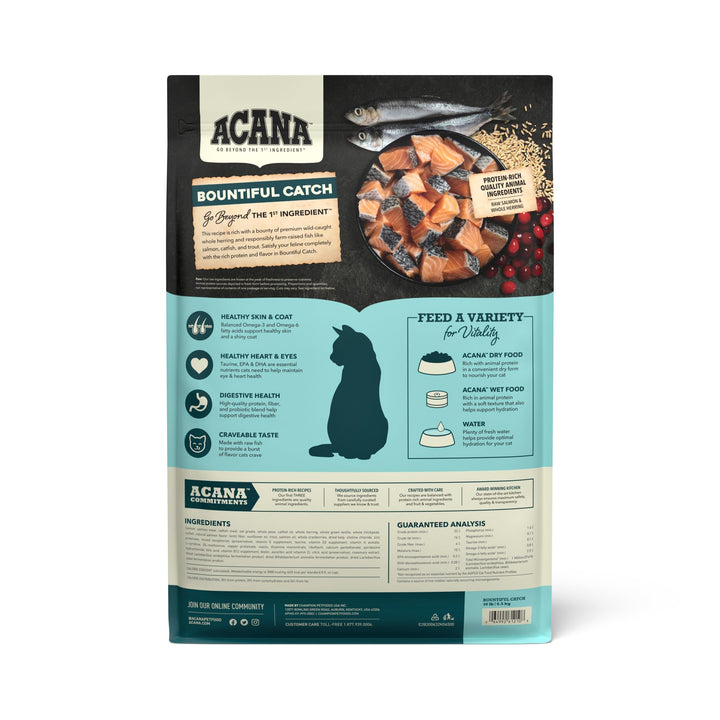 ACANA Bountiful Catch Dry Cat Food for Adult Cats, Salmon and Whole Herring Recipe, Fish Cat Food, 10lb 10 Pound (Pack of 1)