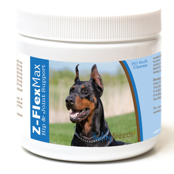 Healthy Breeds Doberman Pinscher Z-Flex Max Hip and Joint Soft Chews 50 Count 50 Ct Doberman Pinscher, Black