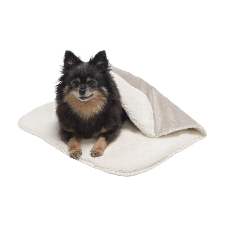 Furhaven Waterproof & Self-Warming Throw Blanket for Dogs & Indoor Cats, Washable & Reflects Body Heat - Terry & Sherpa Dog Blanket - Dove, Small Blanket - Terry & Sherpa (Dove) 30.0"L x 20.0"W x 0.5"Th Self-Warming & Waterproof