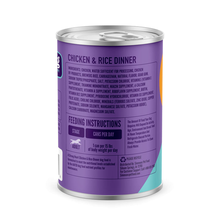 A Strong Heart Wet Dog Food, Chicken & Rice Dinner - 13.2 oz Cans (Pack of 12), Made in The USA with Real Chicken 13.2 Ounce (Pack of 12)