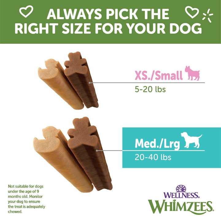 Whimzees by Wellness Dental Treats for Puppies, Natural, Grain Free, Helps to Clean Teeth, Freshen Breath, Reduce Tartar & Plaque, Longer Lasting Chew (M/L) Dental M/L 14 Count (Pack of 1)