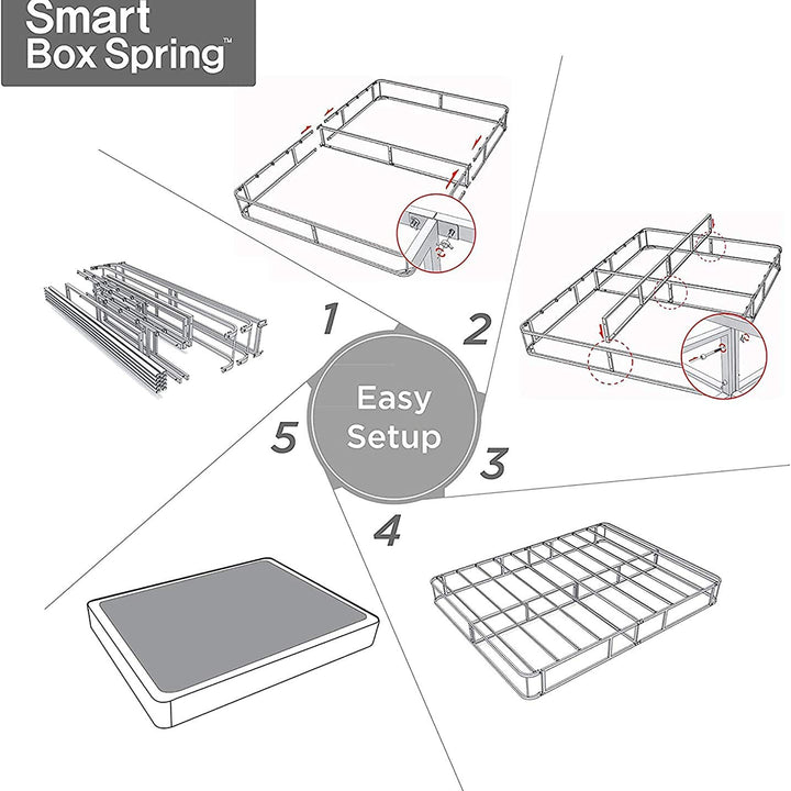 ZINUS 9 Inch Metal Smart Box Spring with Quick Assembly, Mattress Foundation, Strong Metal Frame, Easy Assembly, King Box Spring (New Easy Assembly)