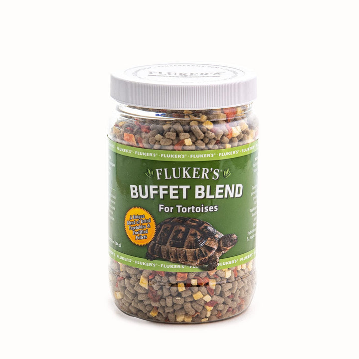 Fluker's Buffet Blend Tortoise Food - Ideal for Box Turtle Food, Complete & Balanced Diet with Veggies and Fortified Pellets, Freeze-Dried Squash, Vitamin-Enriched, Calcium for Shell Growth, 12.5oz