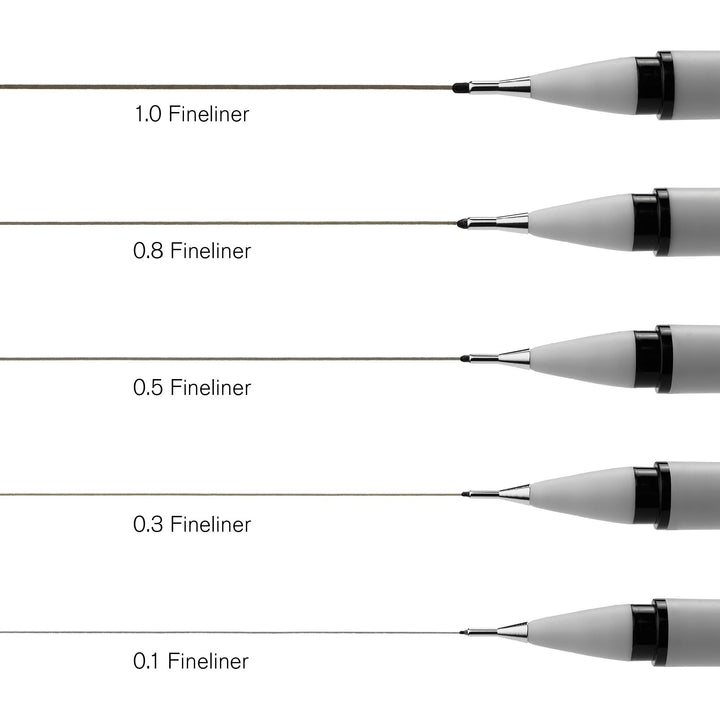 Winsor & Newton Fineliner Fine Point Pen Set, Assorted, Set of 5, Black