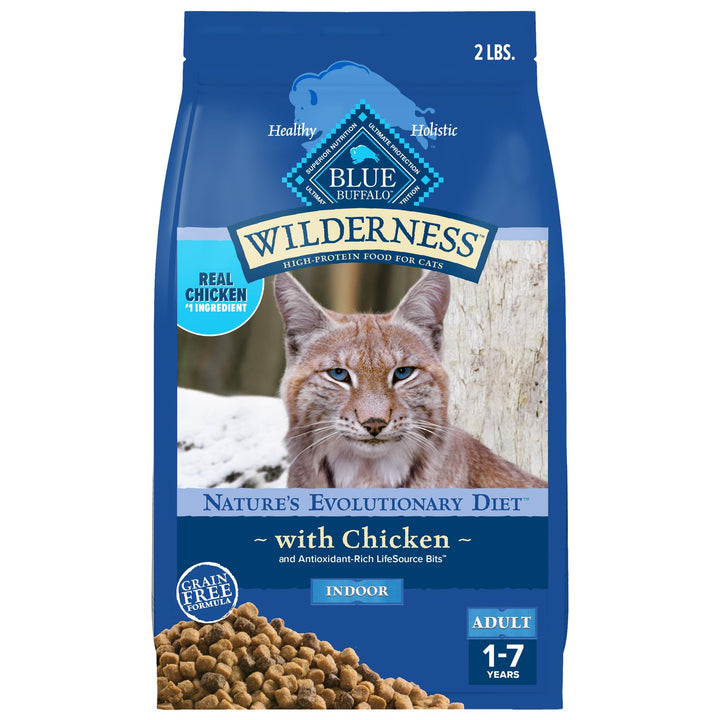 Blue Buffalo Wilderness Nature's Evolutionary Diet High-Protein, Grain-Free Natural Dry Food for Adult Cats, Chicken, 11-lb. Bag 11 Pound (Pack of 1)