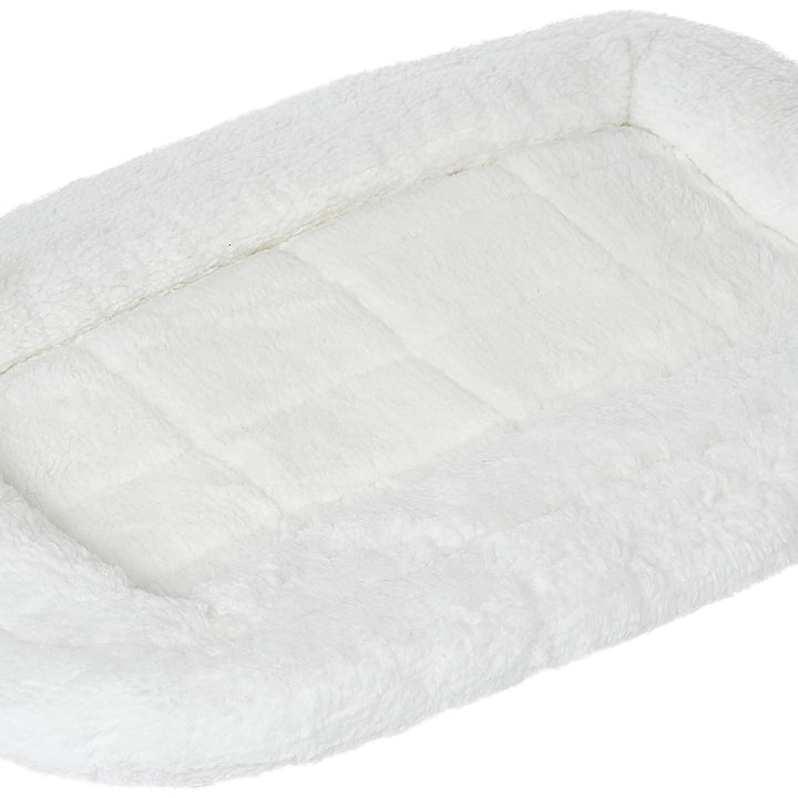 MidWest Homes for Pets Double Bolster Pet Bed | 18-Inch Dog Bed Ideal for Toy Dog Breeds & fits 18-Inch Long Dog Crates White Fleece 17.3"L x 11.3"W x 3.5"Th