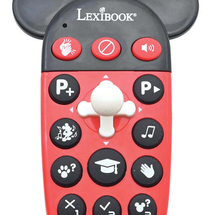 LEXiBOOK - Disney - Bilingual Mickey Robot - English/Spanish, 100 educational quizzes, light effects, dance, programmable, articulated, Black/red - MCH01i2