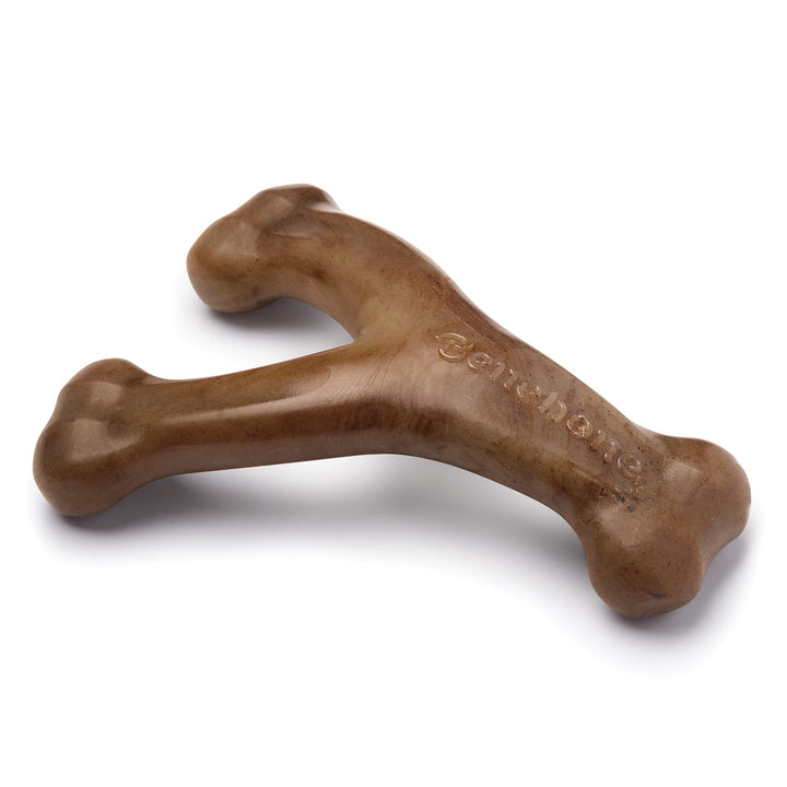 Benebone 2-pack Fishbone/Wishbone Durable Dog Chew Toys, Real Fish, Real Bacon, Made in USA, Small