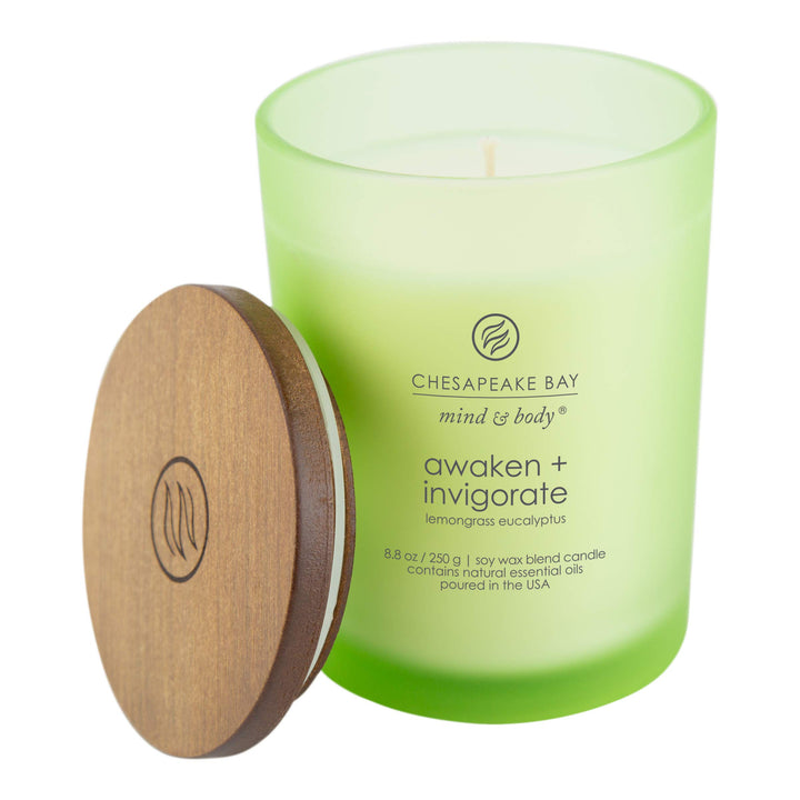 Chesapeake Bay Candle PT40886 Scented Candle, Awaken + Invigorate (Lemongrass Eucalyptus), Medium , Green, Home Décor AWKE/INVGRTE Medium Jar