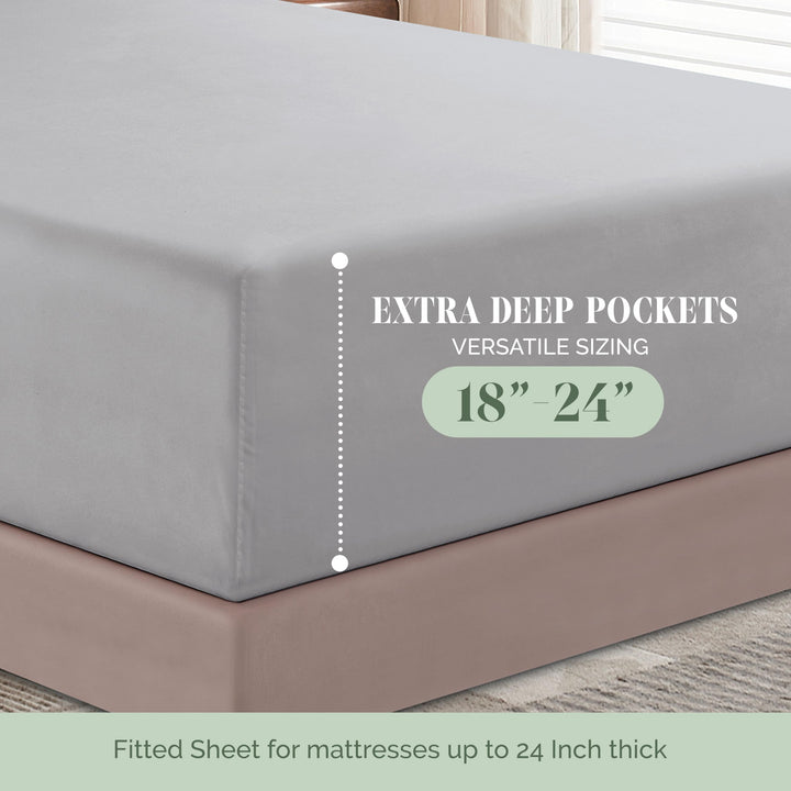 Elegant Comfort Luxury 1500 Premium Hotel Quality Microfiber 4-Piece Sheet Set - Soft, All Around Elastic 18-24 Inches Deep Fitted Sheet - Extra Deep Pocket Sheets, Full, Sage/Green Full - EXTRA DEEP Pocket