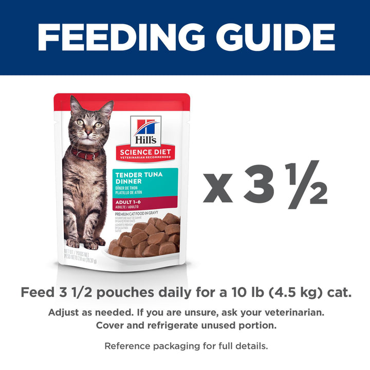 Hill's Science Diet Adult 1-6, Adult 1-6 Premium Nutrition, Wet Cat Food, Tuna Stew, 2.8 oz Pouch, Case of 24 2.8 Ounce (Pack of 24)