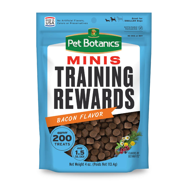 Pet Botanics 4 oz. Pouch Training Reward Mini Soft & Chewy, Duck and Bacon Flavor, with 200 Treats Per Bag, The Choice of Top Trainers Grain Free Duck & Bacon 4 Ounce (Pack of 1)