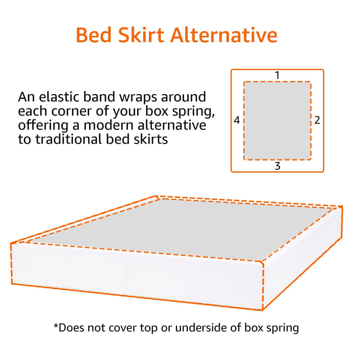 Basics Box Spring Cover - Alternative to Bed Skirt, Elastic Polyester Fabric Wrap Around Band 4 Sides, Solid - King/Cal King, Bright White