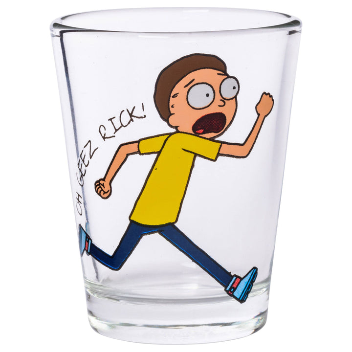 Silver Buffalo Rick and Morty Character Phrases 4-Pack Mini Glass Set, 1.5-Ounce