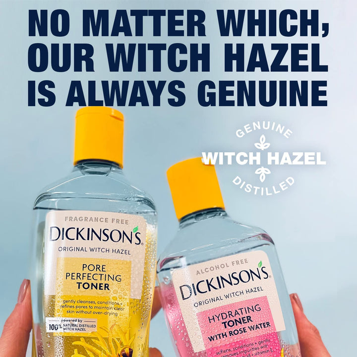 Dickinson's Enhanced Witch Hazel Hydrating Toner with Rosewater, Alcohol Free, 98% Natural Formula, 16 Fl Oz (Pack of 1)