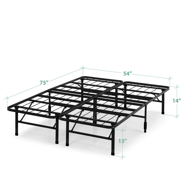 ZINUS Rumi 14in Easy SmartBase® Mattress Foundation, Sturdy Metal Bed Frame, No Box Spring Needed, Eco Friendly Packaging, Full Black Basic Assembly