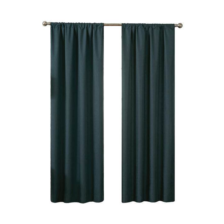 Eclipse Kendall Modern Blackout Thermal Rod Pocket Window Curtain, Insulating & Noise Reducing Curtains for Bedroom or Living Room (1 Panel), 84 in Long x 42 in Wide, Teal 84" x 42" Green Solid