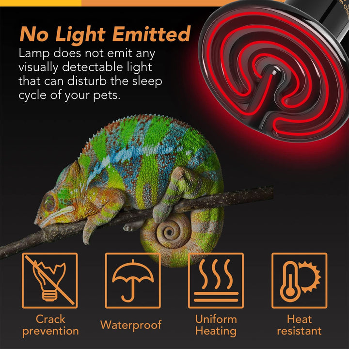 Simple Deluxe Reptile Heat Lamp Bulb Ceramic Heat Emitter 40W/60W/100W/150W/250W, No Light Emitting Brooder Coop Heater for Amphibian Pet & Incubating Chicken Black Black/1-pack 100W