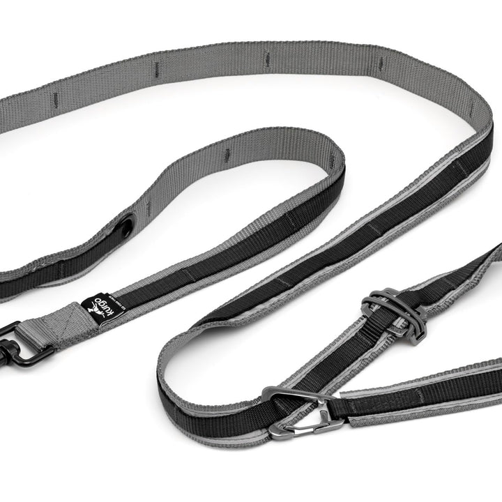 Kurgo 6 in 1 Quantum Leash, Hands Free Leash for Dogs, Running Belt Lead, Crossbody & Waist Belt Style, Reflective, Carabiner Clip, for Training, Hiking, or Jogging, 4 Colors Black