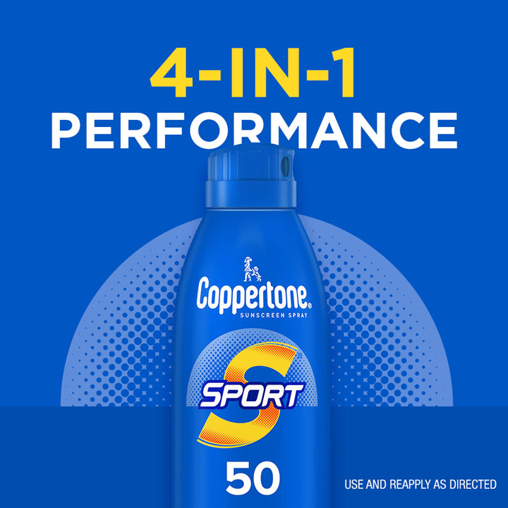 Coppertone SPORT Sunscreen Spray SPF 50 5.5 Oz, Water Resistant , Broad Spectrum , Bulk Pack, Pack of 3