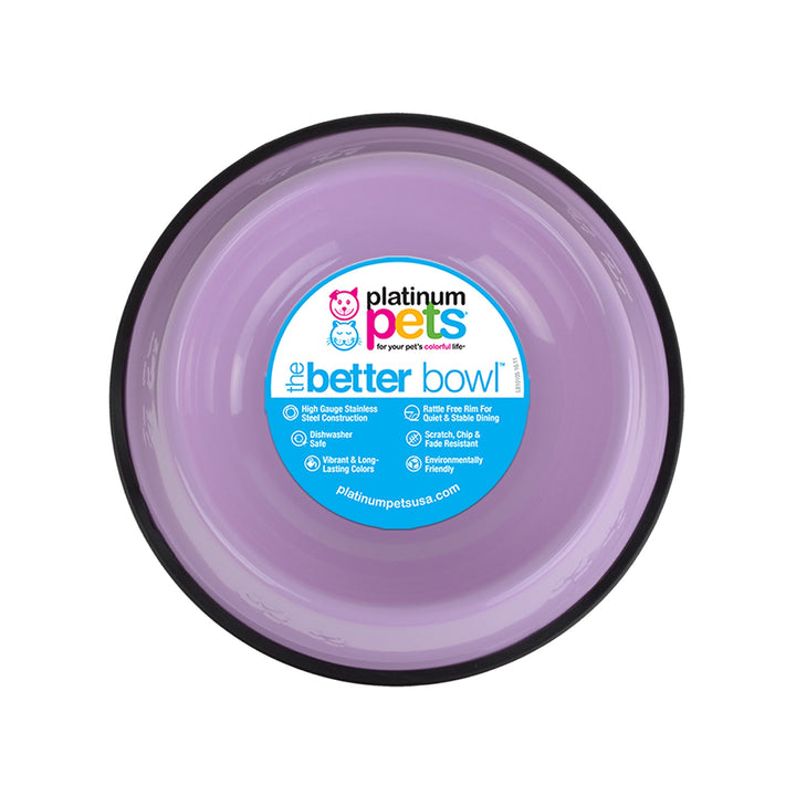 Platinum Pets Embossed Non-Tip Stainless Steel Cat/Dog Bowl, Sweet Lilac, X-Large