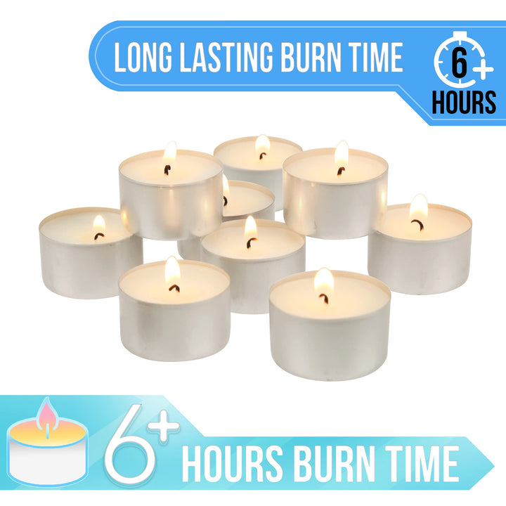 Stonebriar 100 Count White Unscented Smokeless Long Burning Tea Light Candles with 6-7 Hour Burn Time 100 Pack