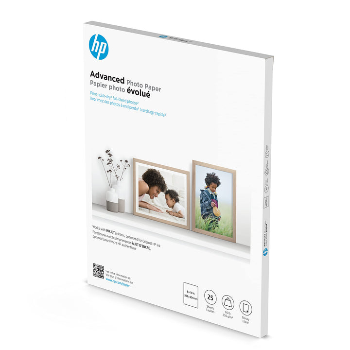 HP Advanced Photo Paper, Glossy, 65 lb, 8 x 10 in., 203 x 254 mm, 25 sheets