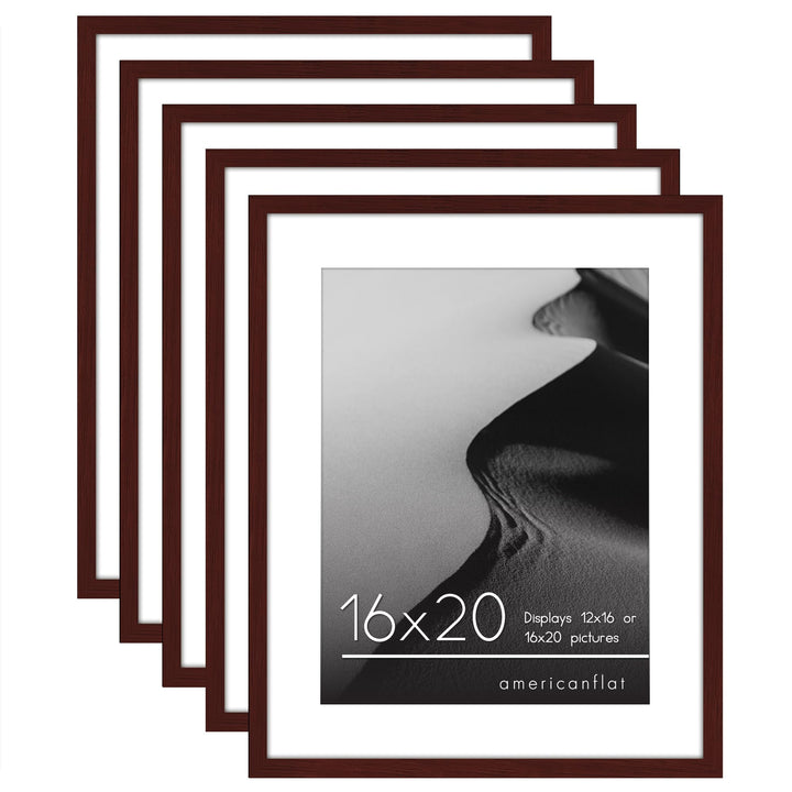 Americanflat 12x16 Picture Frame with Polished Plexiglass - Set of 5 - Use as 8.5x11 Frame with Mat or 12x16 Frame Without Mat - Galleria Collection - Gallery Wall Frame Set for Wall Display - White