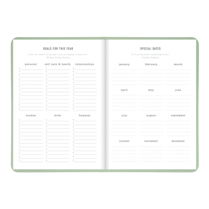 Letts Conscious Weekly/Monthly Planner, 12 Months, January to December, 2024, Sewn Binding, A5 Size, 8.25" x 5.875", Multilingual, Sage (C082396-24)