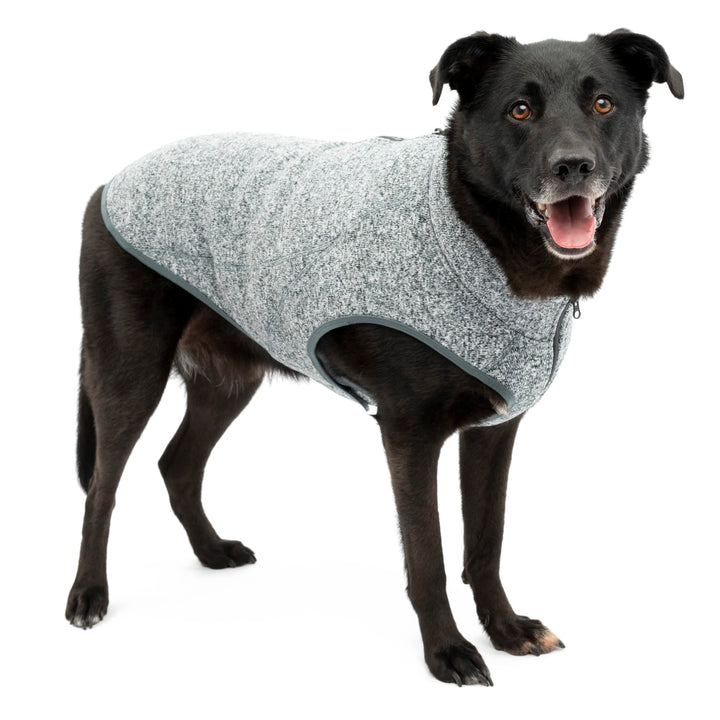 Kurgo Core Dog Sweater, Knit Dog Sweater With Fleece Lining, Cold Weather Pet Jacket, Zipper Opening for Harness, Adjustable Neck, Year-Round Sweater for Large Dogs (Heather Black, Large) Heather Black