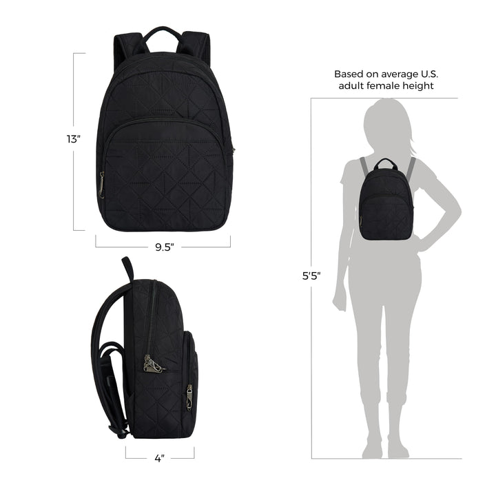 Travelon Anti-Theft Boho Backpack, Black, 9.5 x 13 x 4