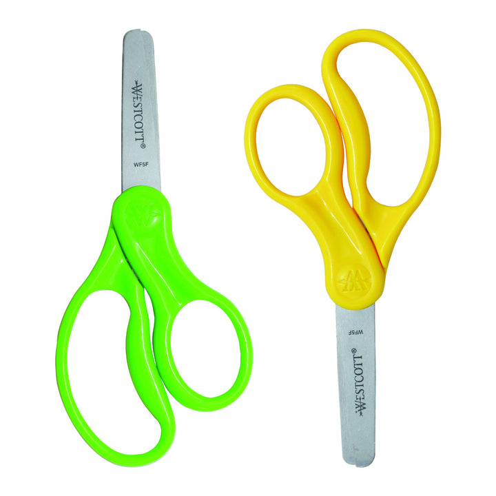 Westcott 13168 Right- and Left-Handed Scissors, Kids' Scissors, Ages 4-8, 5-Inch Blunt Tip, Assorted, 2 Pack