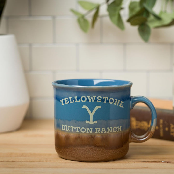Silver Buffalo Yellowstone Dutton Ranch Reactive Glaze Ceramic Camper Mug, 20 Ounces