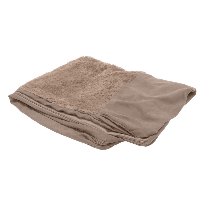 Furhaven Replacement Dog Bed Cover Plush & Suede Sofa-Style, Machine Washable - Almondine, Jumbo (X-Large) Cover Only 40.0"L x 32.0"W x 0.3"Th (Plush & Suede) Almondine