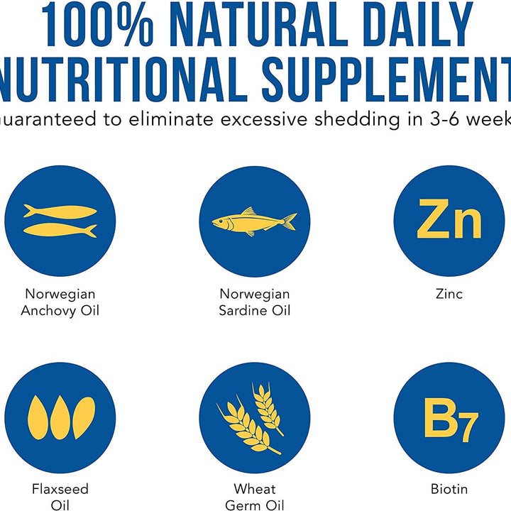Shed-X Liquid Dog Supplement, 8oz  100% Natural  Helps Dog Shedding, Fish Oil for Dogs Supports Skin & Coat, Dog Oil for Food with Essential Fatty Acids, Vitamins, and Minerals