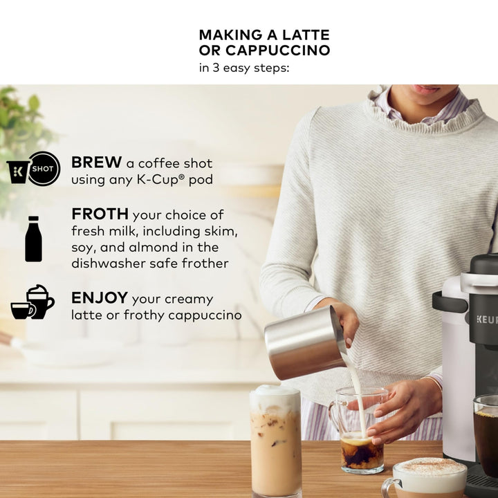 Keurig K-Café SMART Single Serve Coffee Maker with WiFi Compatibility, Latte and Cappuccino Machine with Built-In Frother, 6 Brew Sizes, Compatible with Alexa, Black