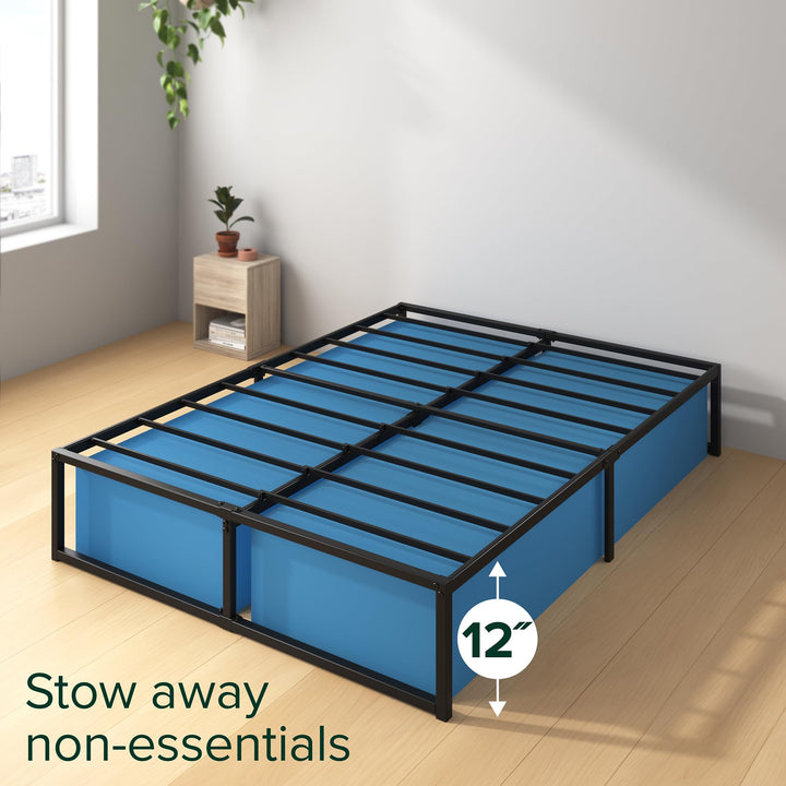 Zinus Lorelei 14 Inch Metal Platform Bed Frame, Steel Slat Support, No Box Spring Needed, Eco Friendly WonderBox(TM) Packaging, 12.4” Underbed Storage, Easy Assembly, Black, Queen New Small Box 14”