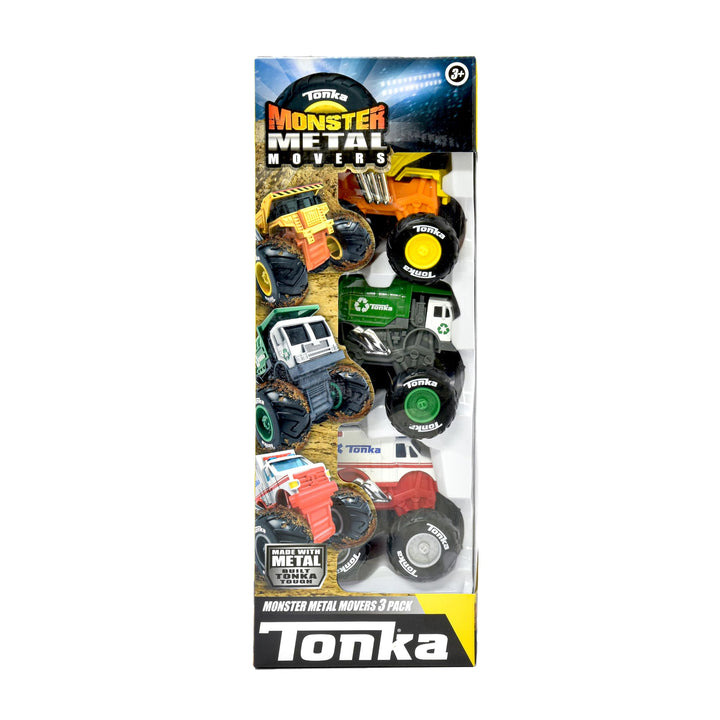 Tonka Monster Metal Movers 3-Pack Dump Truck, Garbage Truck & EMT Truck