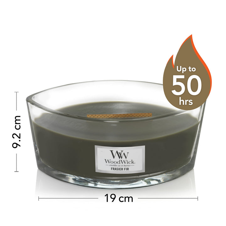 Woodwick Ellipse Scented Candle, Frasier Fir, 16oz | Up to 50 Hours Burn Time & Medium Hourglass Candle, Warm Woods - Premium Soy Blend Wax, Pluswick Innovation Wood Wick, Made in USA