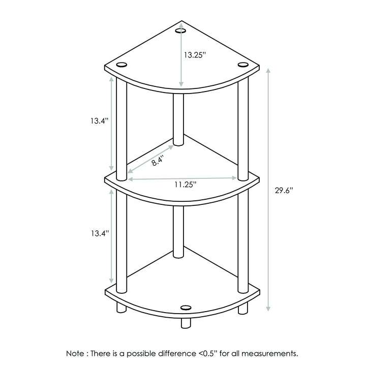 Furinno Turn-N-Tube 4-Tier Corner Display Rack Multipurpose Shelving Unit, Dark Brown Grain/Black 4-Tier Round Tube