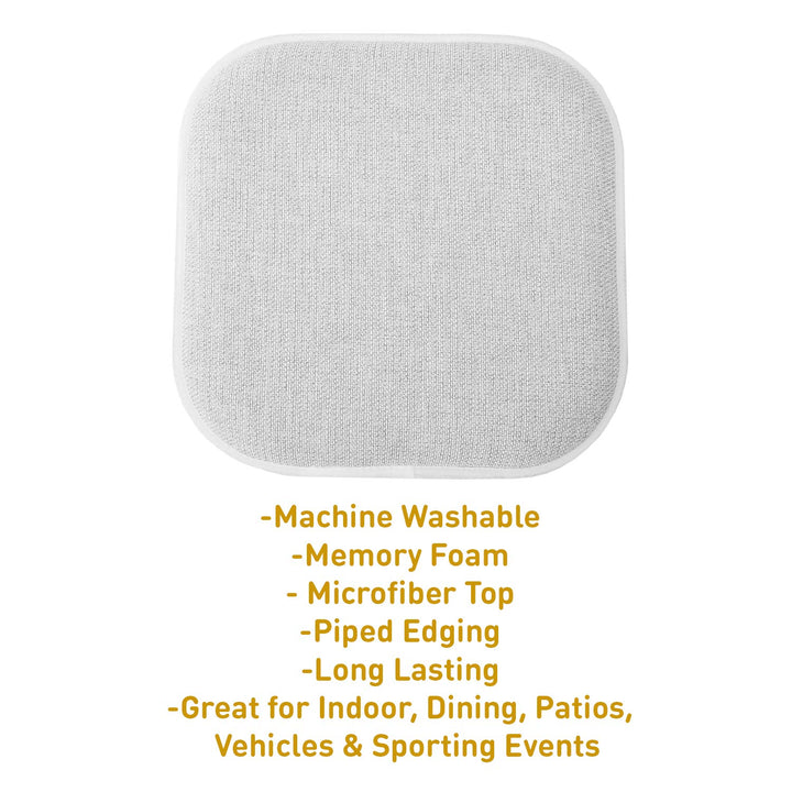 Sweet Home Collection Chair Cushion Memory Foam Pads Honeycomb Pattern Slip Non Skid Rubber Back Rounded Square 16" x 16" Seat Cover, 2 Pack, Alexis Gray/White