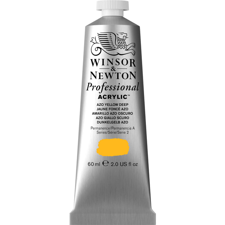 Winsor & Newton Professional Acrylic Paint, 60ml (2-oz) Tube, Azo Yellow Deep 2-oz Tube