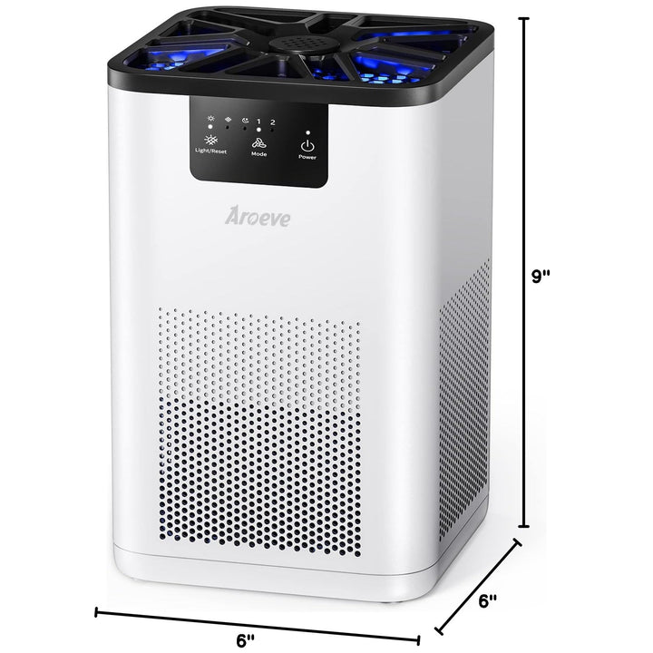 AROEVE Air Purifiers for Home Large Room Coverage Up to 1095 Sq.Ft Air Cleaner Impressive Filtration Remove Dust, Pet Dander for Office, Bedroom, MK03- White Middle