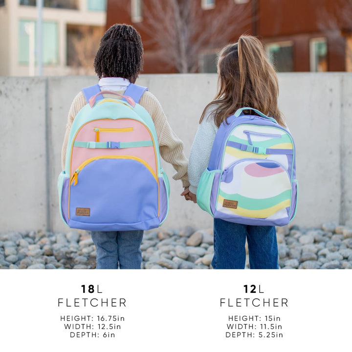 Simple Modern Vegan Leather Toddler Backpack for School Girls and Boys | Kindergarten Elementary Kids Mini Backpack Cute Small Faux PU Leather | Fletcher Collection | Kids - Medium (15" tall) | Waves Pu Leather: Waves Kids Medium