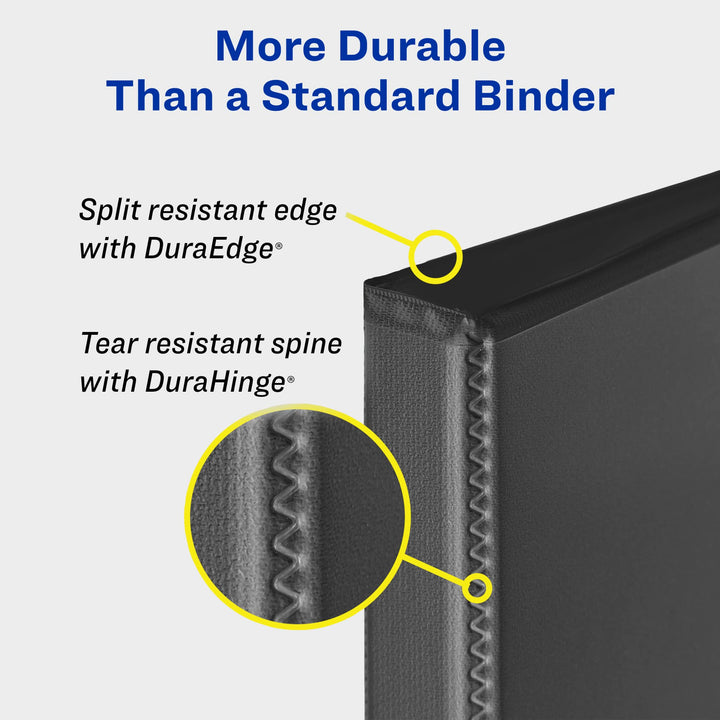 Avery Heavy-Duty View 3 Ring Binder, 3" One Touch Slant Rings, Holds 8.5" x 11" Paper, 1 Black Binder (05600) 1 Pack 3"