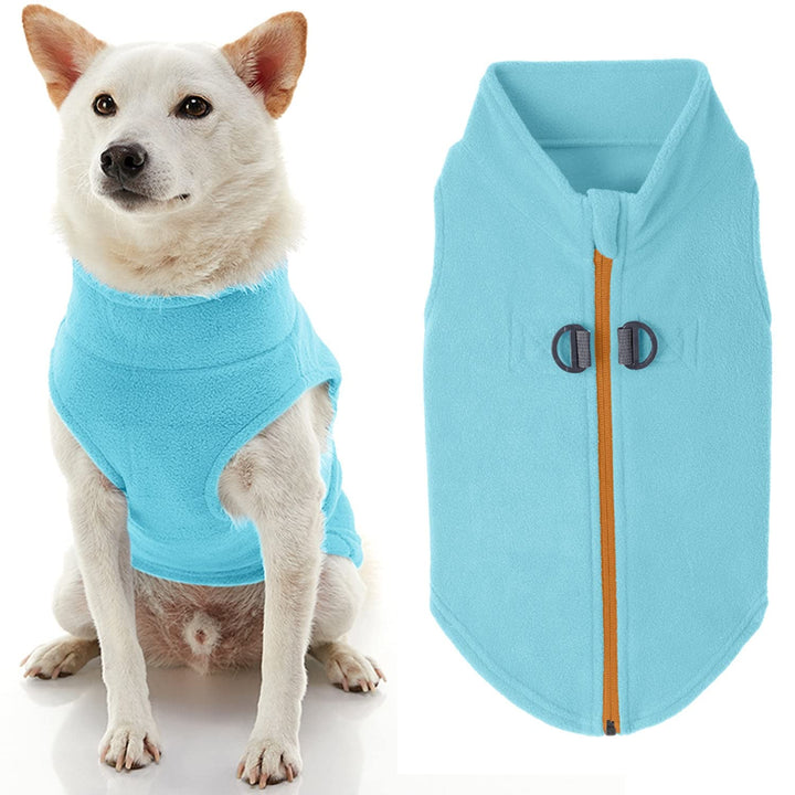 Gooby Zip Up Fleece Dog Sweater - Turquoise, X-Small - Warm Pullover Fleece Step-in Dog Jacket with Dual D Ring Leash - Winter Small Dog Sweater - Dog Clothes for Small Dogs Boy and Medium Dogs X-Small chest (~11")