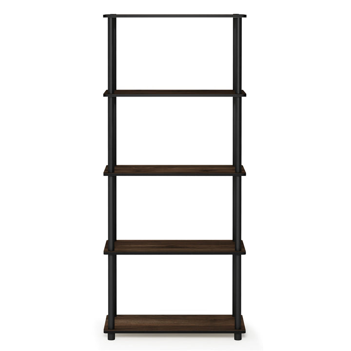 Furinno Turn-N-Tube 5-Tier Multipurpose Shelf / Display Rack / Storage Shelf / Bookshelf, Classic Tubes, Sonoma Oak/White 5-Tier Classic Tube